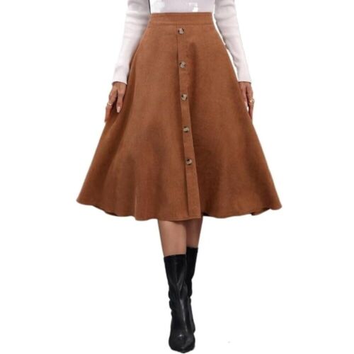 CUPSHE Skirts for Women Trendy Summer 2023 Solid Button Front High Waist Midi S