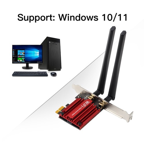 AX3000 Wireless WiFi 6 PCIe Card for PC Bluetooth 5.2 Intel AX200 WiFi 6 Speed - Picture 6 of 6