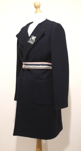 Bnwt 2 14 Rrp Uk Wool Wrap Navy Blue £299 10 Coat Belts Ted 4 Baker