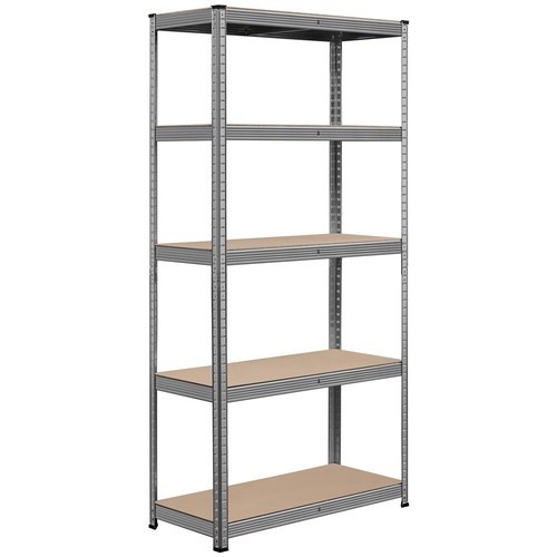 5-Tier Heavy Duty Metal Shelving Garage Shelves Utility Rack Adjustable Lt. Gray