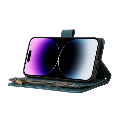 For iPhone 15 14 Pro Max 13 12 11 XS XR Zipper Leather Flip Case Crossbody Strap - Picture 67 of 70