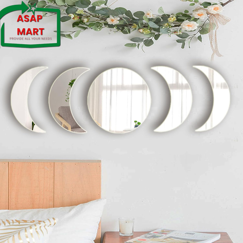 5 Pieces Acrylic Mirror Wall Stickers Natural Wall Decor Self Adhesive Mirrors S - Picture 8 of 12