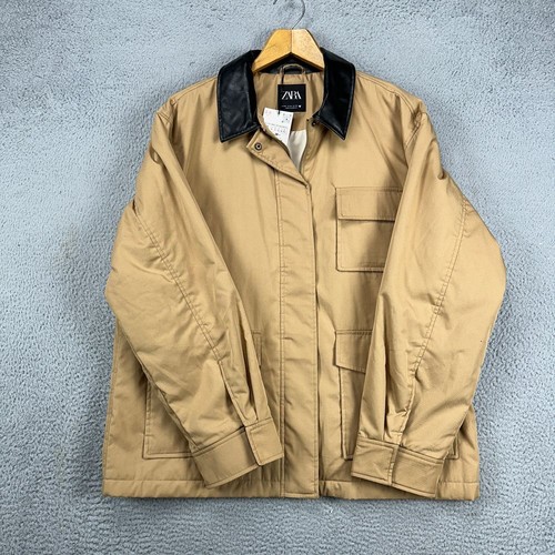Zara Combination Barn Jacket Mens XL Contrast Full Zip Snap Utility Pockets NEW - Picture 6 of 11