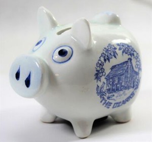 Vintage-Ceramic-Souvenir-Piggy-Bank-Pig-Bank-The-Ozarks