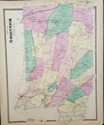 Old Greenwich Ct Map Antique Map Greenwich Ct Fw Beers Atlas Of New York And Vicinity 1867 | Ebay