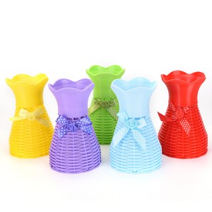 1x-Reusable-Plastic-Flower-Vase-Basket-Home-Decoration-Artificial-Flower-Vase-YH
