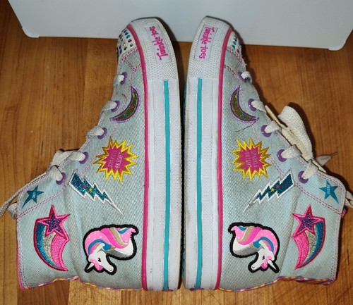 Size 3 Twinkle Toes By Skechers Unicorn Light Up High Tops Athletic Shoes - Picture 3 of 6