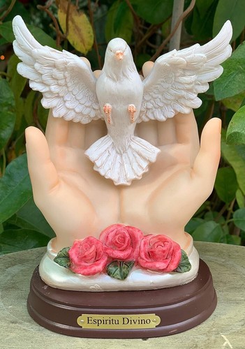 Statue of Holy Spirit Espiritu Santo Dove in Hand Christianity Catholic 6" Tall - Picture 4 of 4