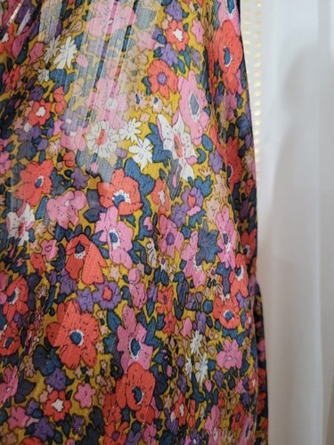 MELLODAY Floral Print Long Bishop Sleeves Neck Tie Lined Blouse Women's Medium - 第 13/17 張圖片
