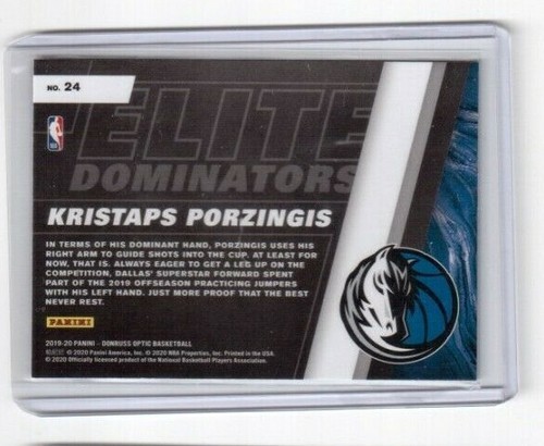 2019-20 Optic Basketball Elite Dominators Kristaps Porzingis Dallas Mavericks - Picture 2 of 2
