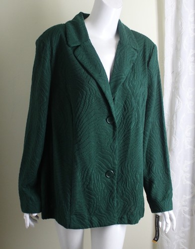 NWT Briggs New York Sz 3X Emerald Green Floral Woven Smart Blazer Jacket - Picture 1 of 6