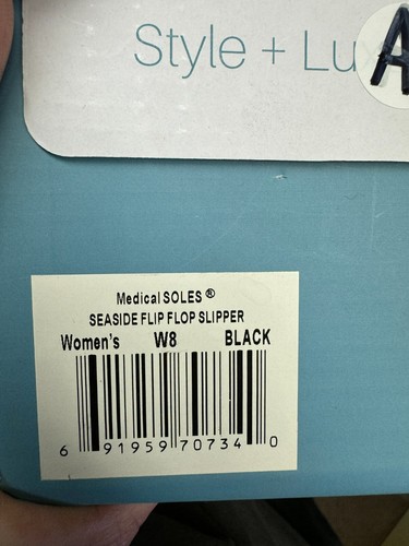Suelas médicas costeras y chanclas pantuflas para mujer W8 negras alivio del dolor - Imagen 7 de 7