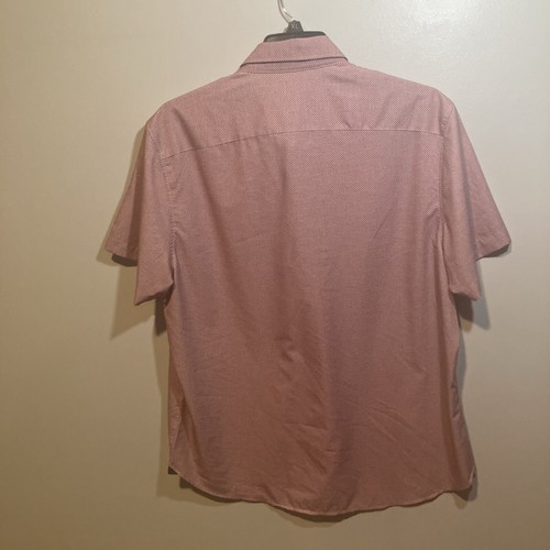 Construct Men's Red Slim-Fit Stretch XL Shirt, Polka Dot, Short Sleeve, Dotted - Picture 2 of 8
