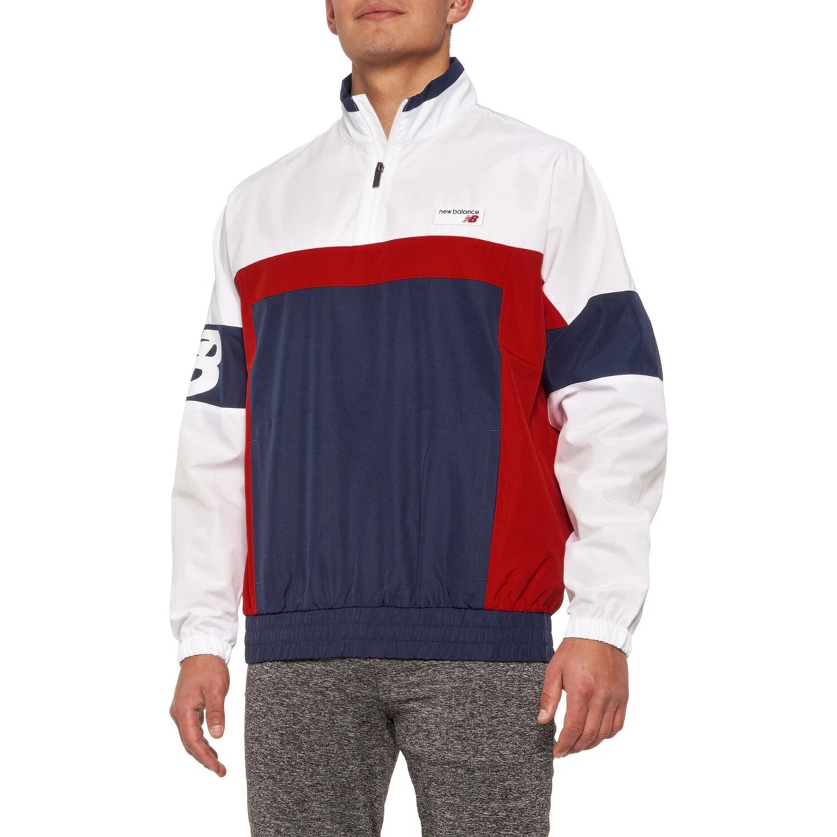 NEW BALANCE Oversized 1 4 Zip Multicolor Windbreaker Jacket Sz