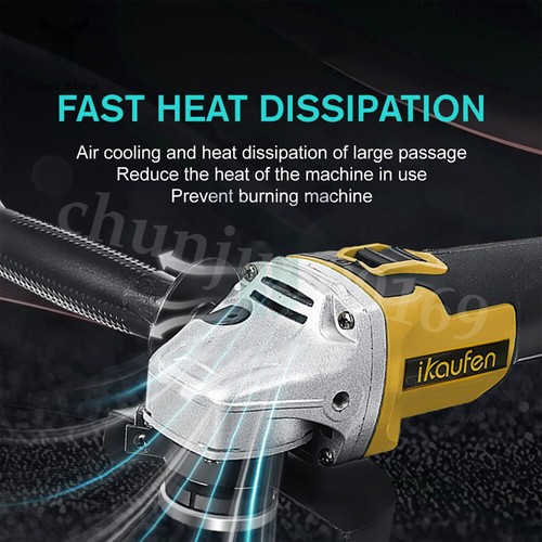 2 Battery Brushless Angle Grinder Cordless 3 Gears 125mm Metal/Wood Cutting - Picture 6 of 12