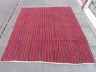 Vintage Tribal Nomadic Hand Made Oriental Red Blue Wool Jajim Kilim 200x175cm