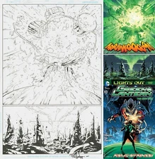 Billy Tan Rob Hunter Original Art Splash Page Green Lantern 24 OA Power Battery