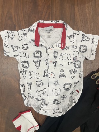 Dapper Dude 3-6 Monate Baby Junge Tier Shirt & schwarz rote Hose Set - Bild 10 von 14