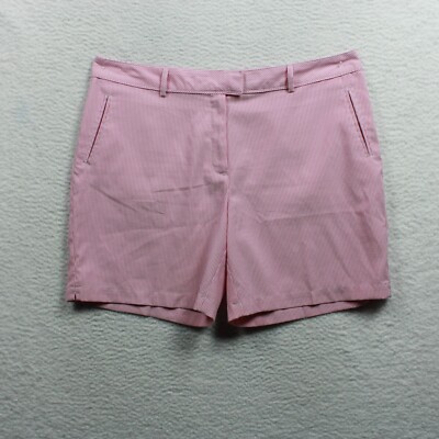 Lady Hagen Women's Seersucker Golf Shorts Size 14 Striped Light Red White 
