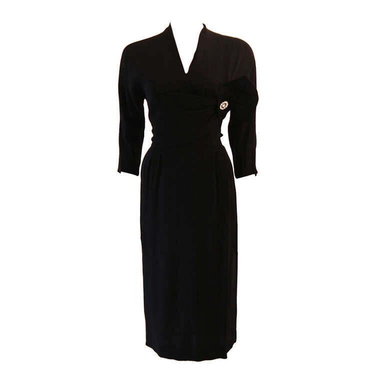 DOROTHY O'HARA 1950s Black Cocktail Dress - image 1