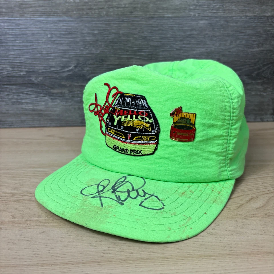 Vintage Kyle Petty Hat Cap Snapback Green Nylon Mellow Yellow USA Made AUTO - Image 4 of 4