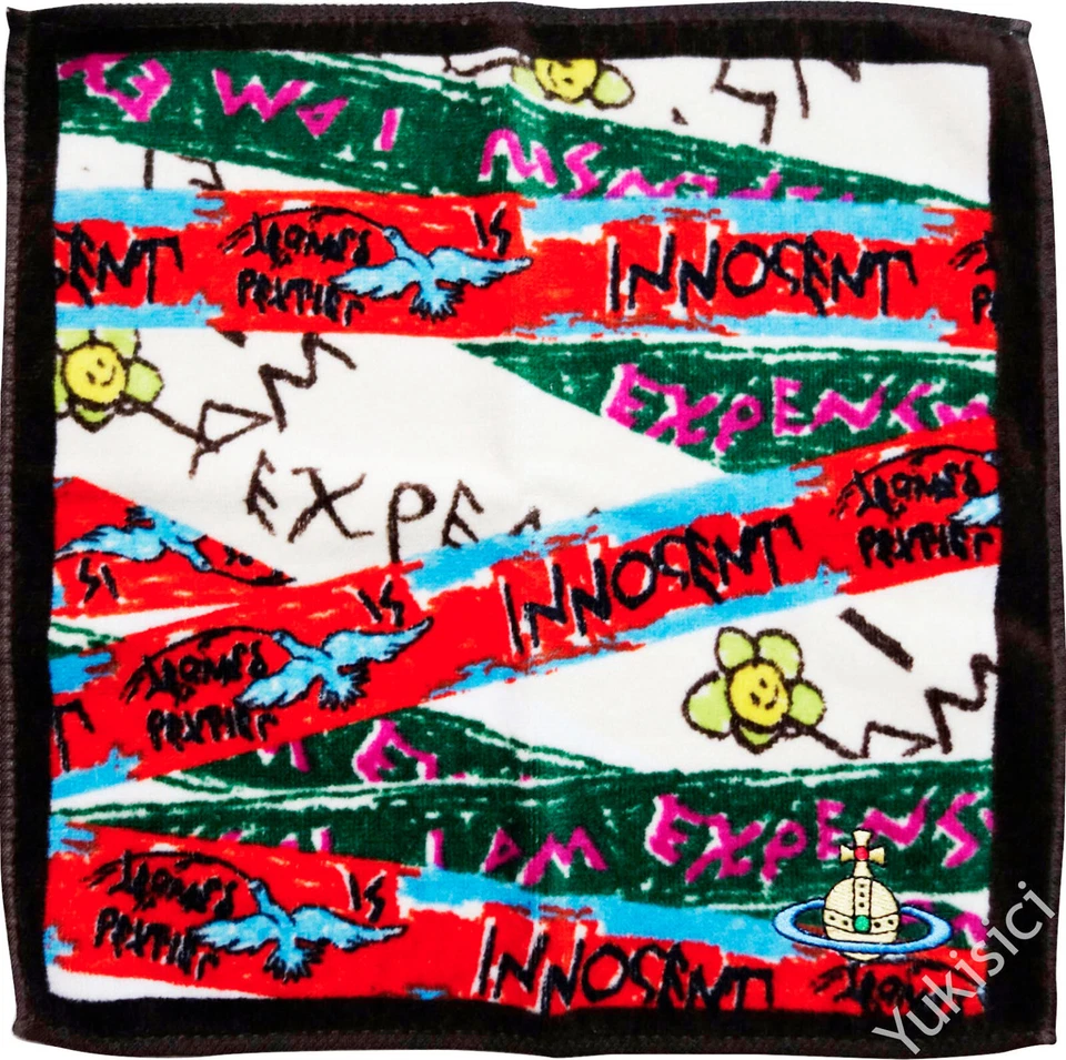 Pañuelo toalla Vivienne Westwood JP Ltd YO SOY caro orbe beige 26 cm V raro Foto 3 de 4