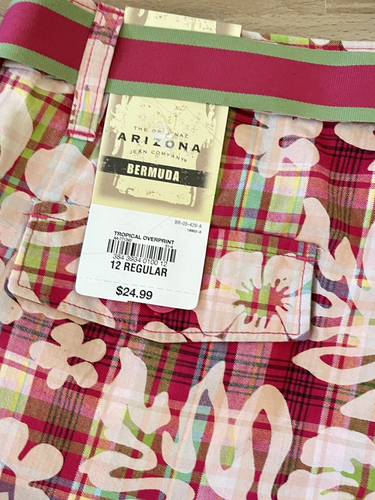 NWT Arizona Bermuda Girl’s Shorts 12 Pink Plaid - Picture 2 of 4