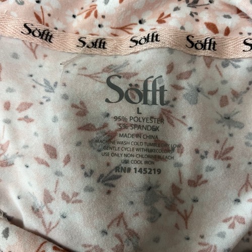 Sofft Womens Pajama Set 2pc Long Sleeve Top & Pants Pink Floral Size L - Picture 7 of 8