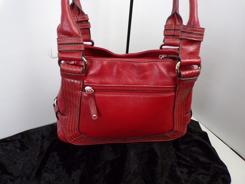 TIGNANELLO Genuine Leather Pebbled Red Shoulder Bag Purse - Picture 4 of 11