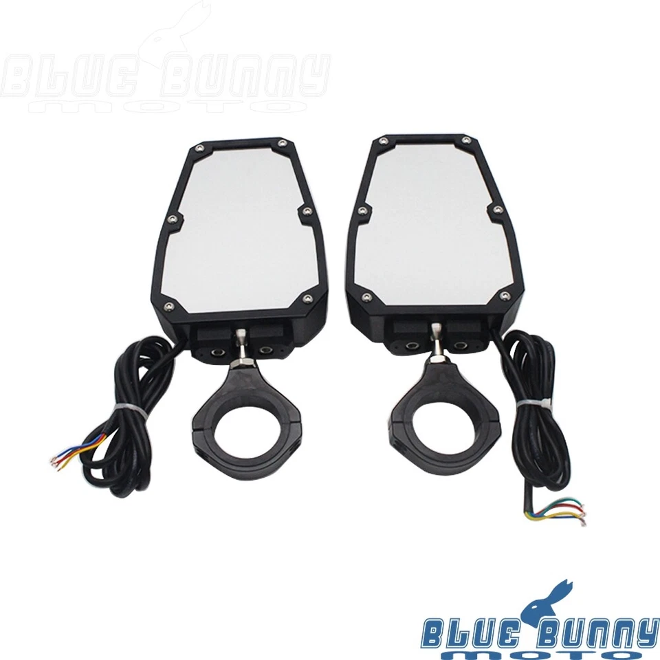 2X UTV L&R Side Rear View Mirrors W/ LED Spot Light For Polaris RZR Arctic Cat - Image 3 of 4