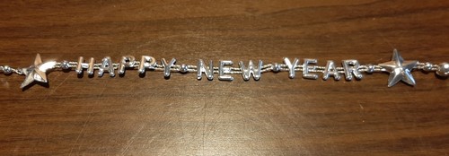 Happy New Year Beads ~ 2 Strands Of Silver Beads ~ 36 Inches - Picture 2 of 4