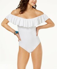 Raisins Barbados Ruffle Off-The-Shoulder One-Piece Swimsuit Medium Size  