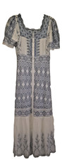 LoveShackFancy Helena Maxi Dress in White and Blue how to season macaroni Size 2