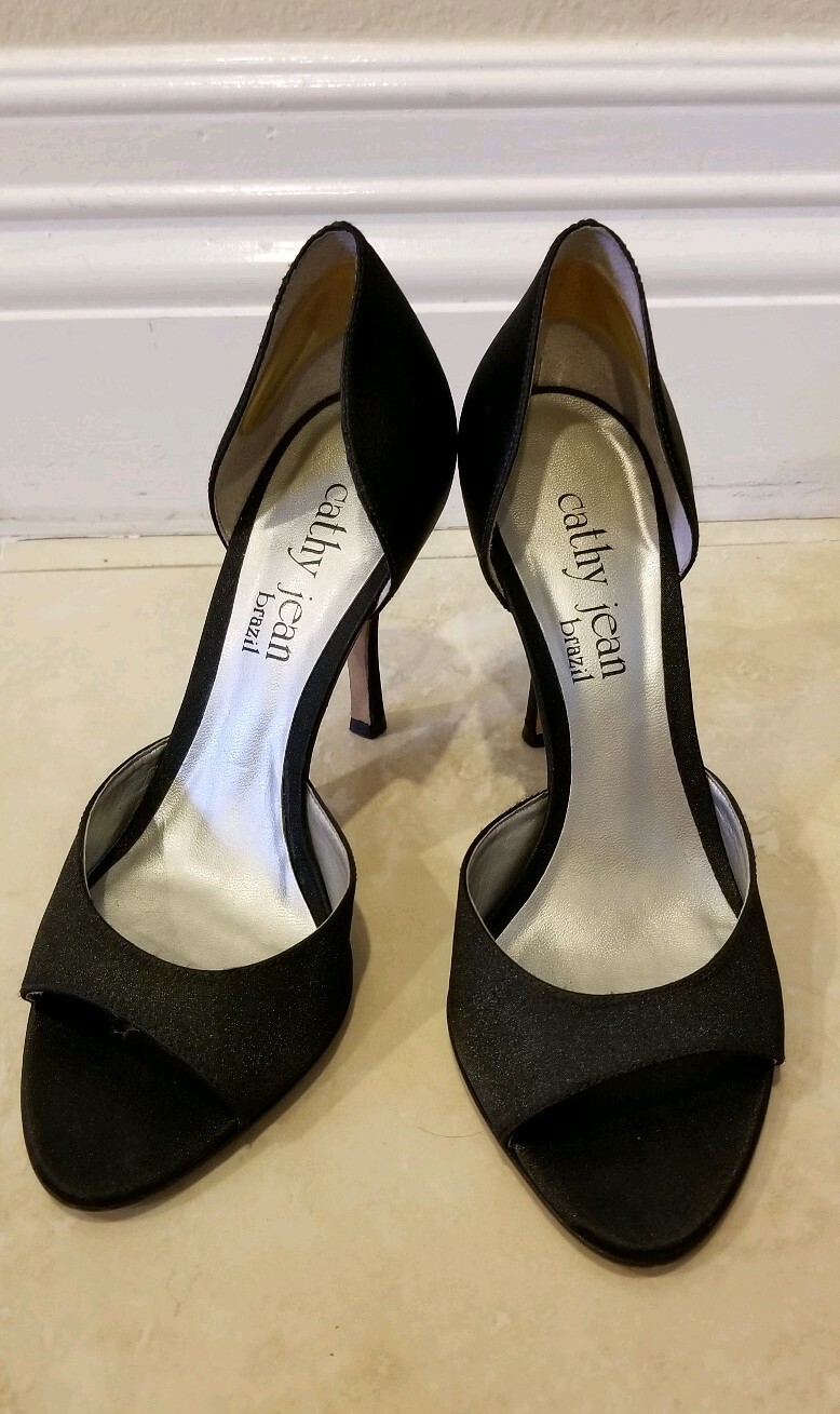 Купить Cathy Jean Black Satin Open-toed 