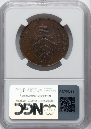 Great Britain - 1797 Gloucester Penny Token - NGC MS63 BN - ONLY 2 FINER @ NGC - Picture 2 of 2