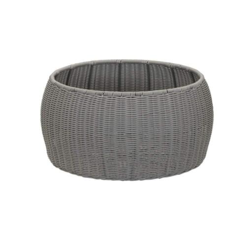 HOUSEHOLD ESSENTIALS Table Ottoman Barrel Storage Gray Resin Wicker 9.5 in. H - Picture 6 of 8