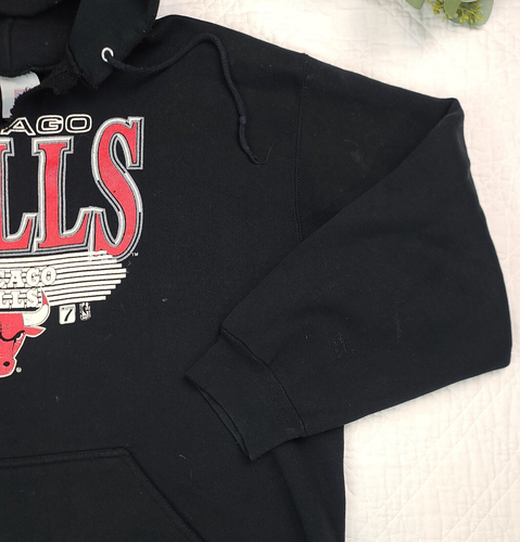 VTG Chicago Bulls Mens Black Pullover Hoodie Size XL Heavy Weight - Picture 3 of 13