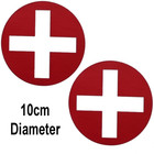 Red Cross First Aid Nurse Vinyl Decal Sticker 10cm Diameter Pack of 2 Role Play