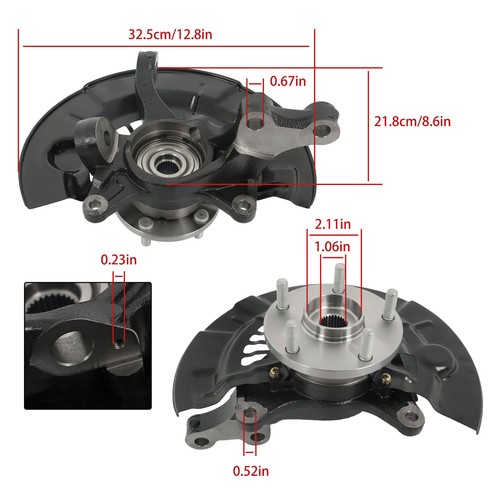Par de nudillos de dirección delantera y cojinete de cubo de rueda para Toyota Camry 2007 2008-2011 - Imagen 2 de 11
