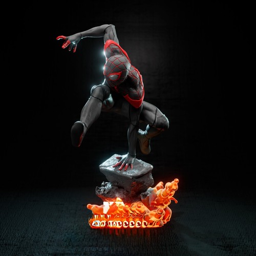 miles morales spider man figure resin scale 1/6 pintada a mano unica - Imagen 13 de 16
