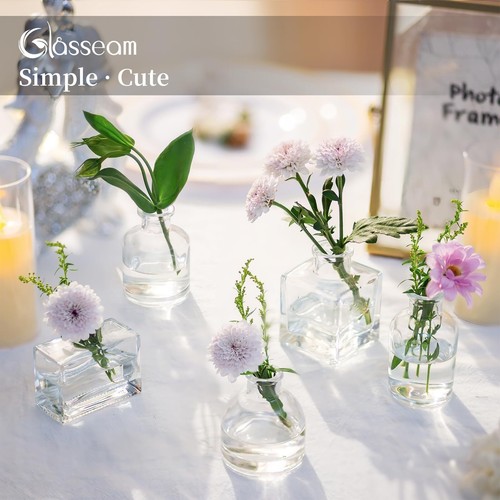 Mini Bud Vases for Centerpieces Clear Small Flower Vase Set of 20 Cute Tiny G... - Picture 7 of 7