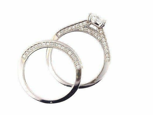 3.5ct Cushion Cut Moissanite Bridal Set Engagement Ring 18k White Gold Plated - Picture 6 of 6