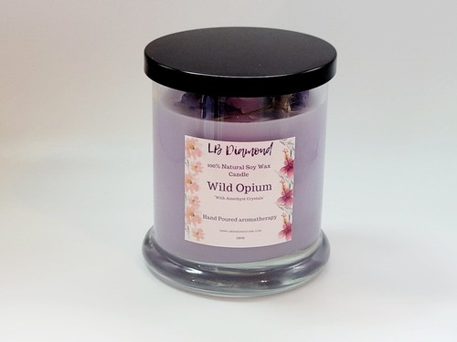 Wild Opium  Natural Soy Wax Candle Highly Scented with Amethyst Crystals - Bild 9 von 10