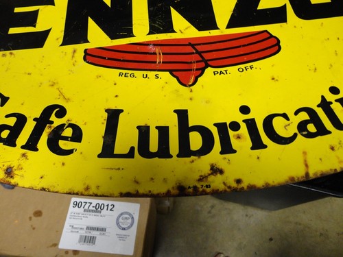 Vintage Original 1971 Pennzoil doppelseitiges Bordsteinschild 18x31" - Bild 11 von 16