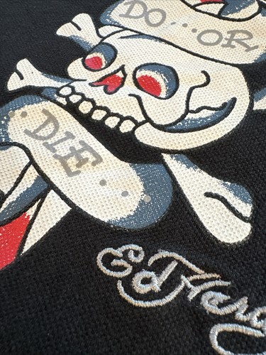Vtg Ed Hardy Men’s Black Polo Shirt Sz 4XL Embroidered Skull Christian Audigier - Picture 10 of 12