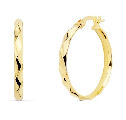 Orecchini A Cerchio In Oro 18k, Modello Liscio Rotondo, 16 Mm, Luce Criollo, Per Donna, Regalo Con Custodia