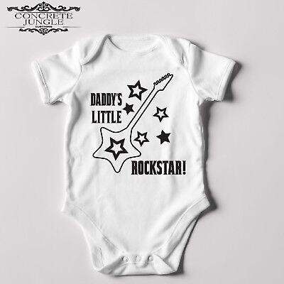 DADDY/'S LITTLE ROCKSTAR BABYGROW VEST BODYSUIT BOY GIRL BABY SHOWER GIFT