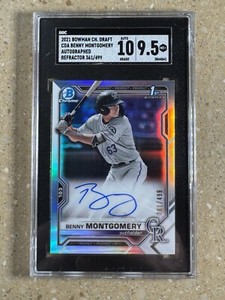 BENNY MONTGOMERY 2021 BOWMAN CHROME REFRACTOR ROOKIE 1ST AUTO /499 SGC 9.5 🔥