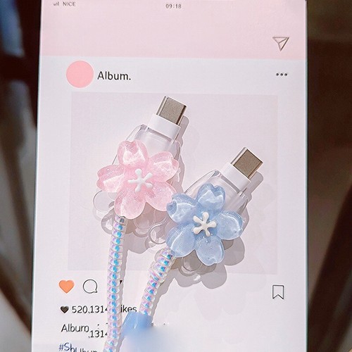 Flower Transparent USB 20W Phone Charger Protective Case With Cable Winder Cover - 第 5/16 張圖片