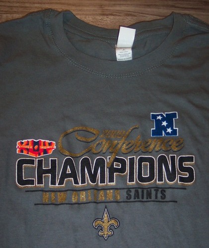 WOMEN'S TEEN NEW ORLEANS SAINTS NFL FOOTBALL SUPER BOWL XLIV T-Shirt MEDIUM NEW - Picture 2 of 3